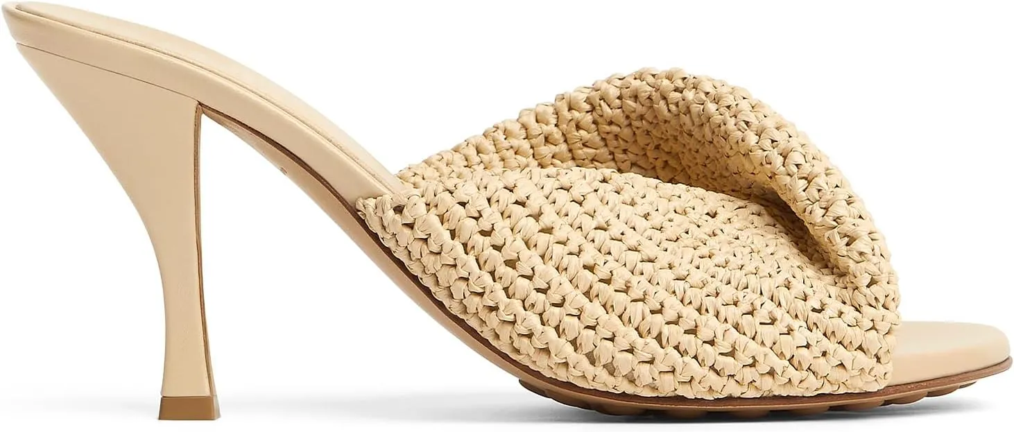 JORISTIMO Kitten Heel Mule Sandals Square Open Toe Slip on Heels Bow Shoes Fashion Summer Daily Wear Slippers