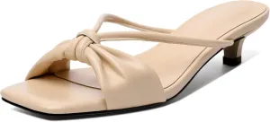 Joseywade Mules Heels for Women Low Kitten Heels Sandals Square Open Toe 1.4 Inches Fashion Summer Pumps Shoes Dress Party Event Prom Casual