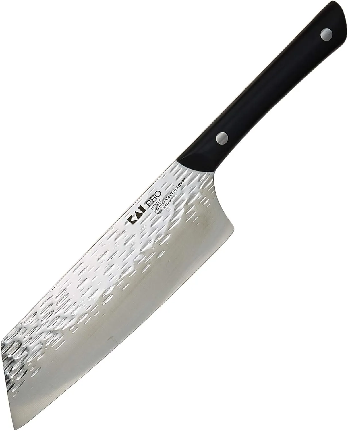 Kai PRO 7" Asian Utility Knife, Hand Sharpened Japanese Kitchen Knife Ideal for Stir Fry, Japanese AUS6M Stainless Steel Blade, Full-Tang POM Handle, NSF Certified, For Professional and Home Chefs