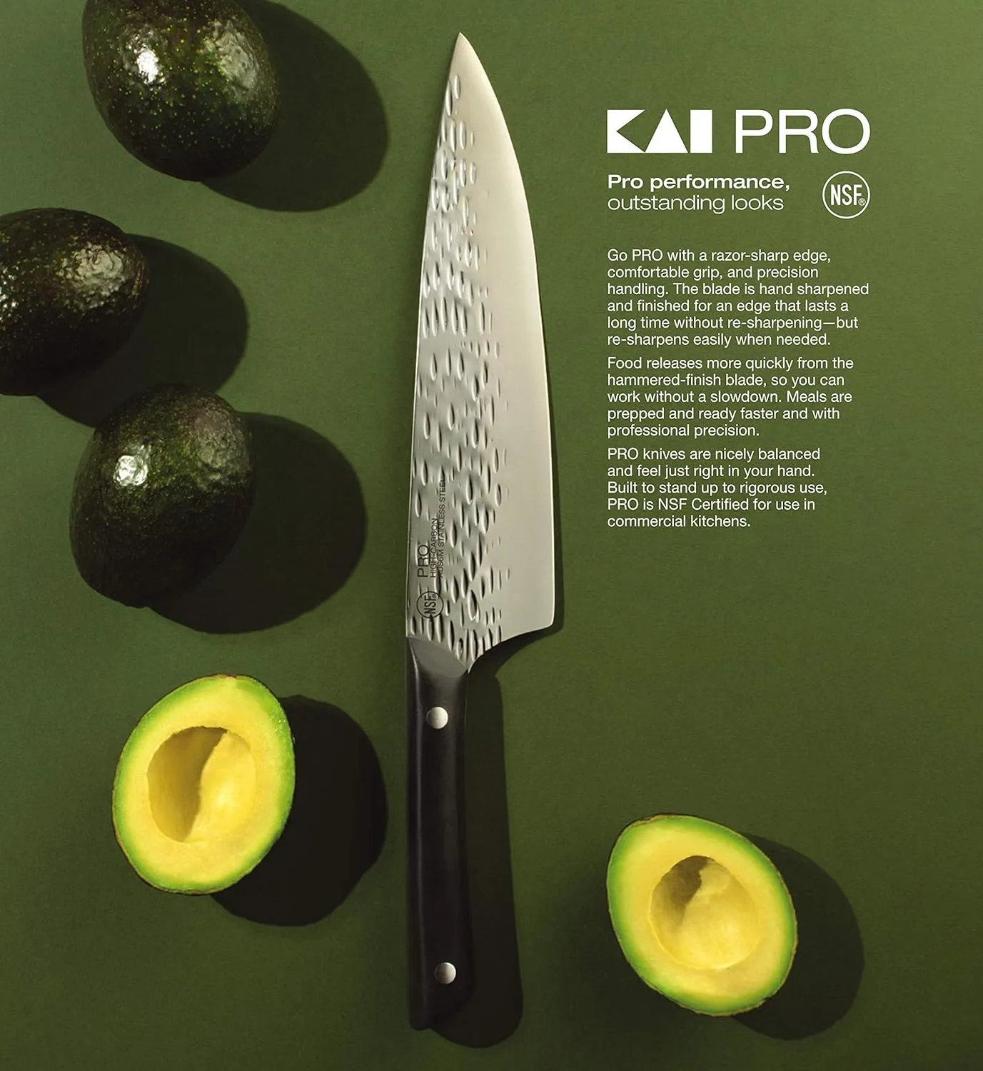 Kai PRO 7" Asian Utility Knife, Hand Sharpened Japanese Kitchen Knife Ideal for Stir Fry, Japanese AUS6M Stainless Steel Blade, Full-Tang POM Handle, NSF Certified, For Professional and Home Chefs