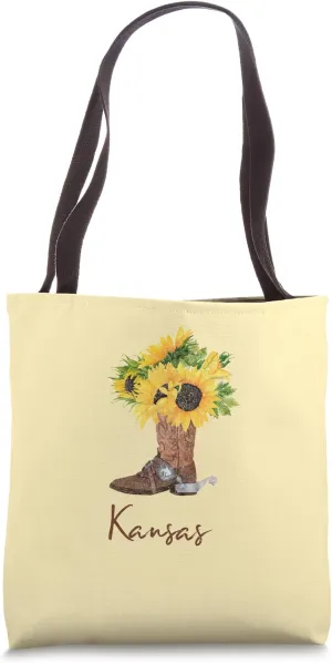 Kansas Ranch Cowboy Boot Cowgirl Sunflower Whimsy Rancher Tote Bag