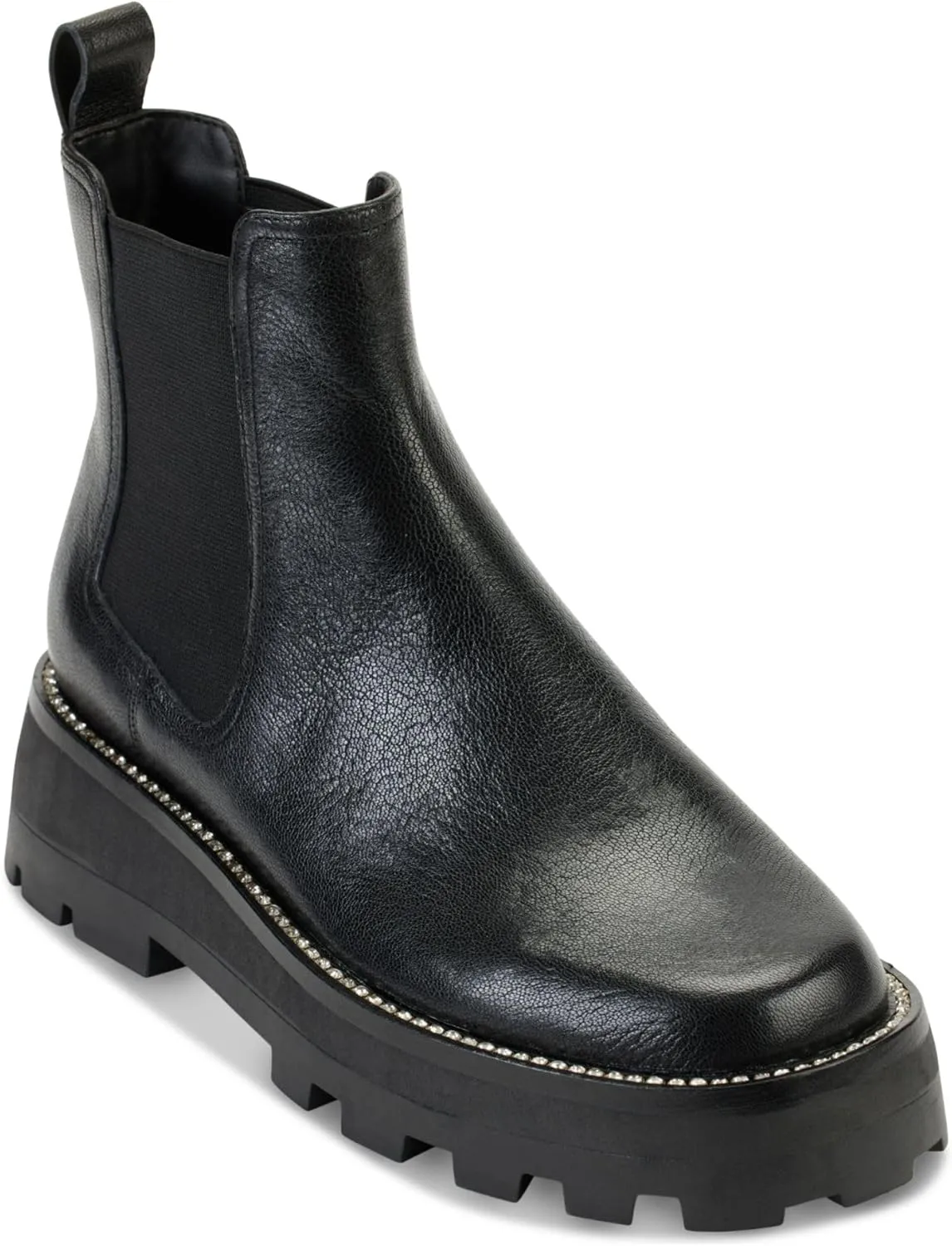 KARL LAGERFELD Women's Mayde Leather Lug-sole Ankle Boot