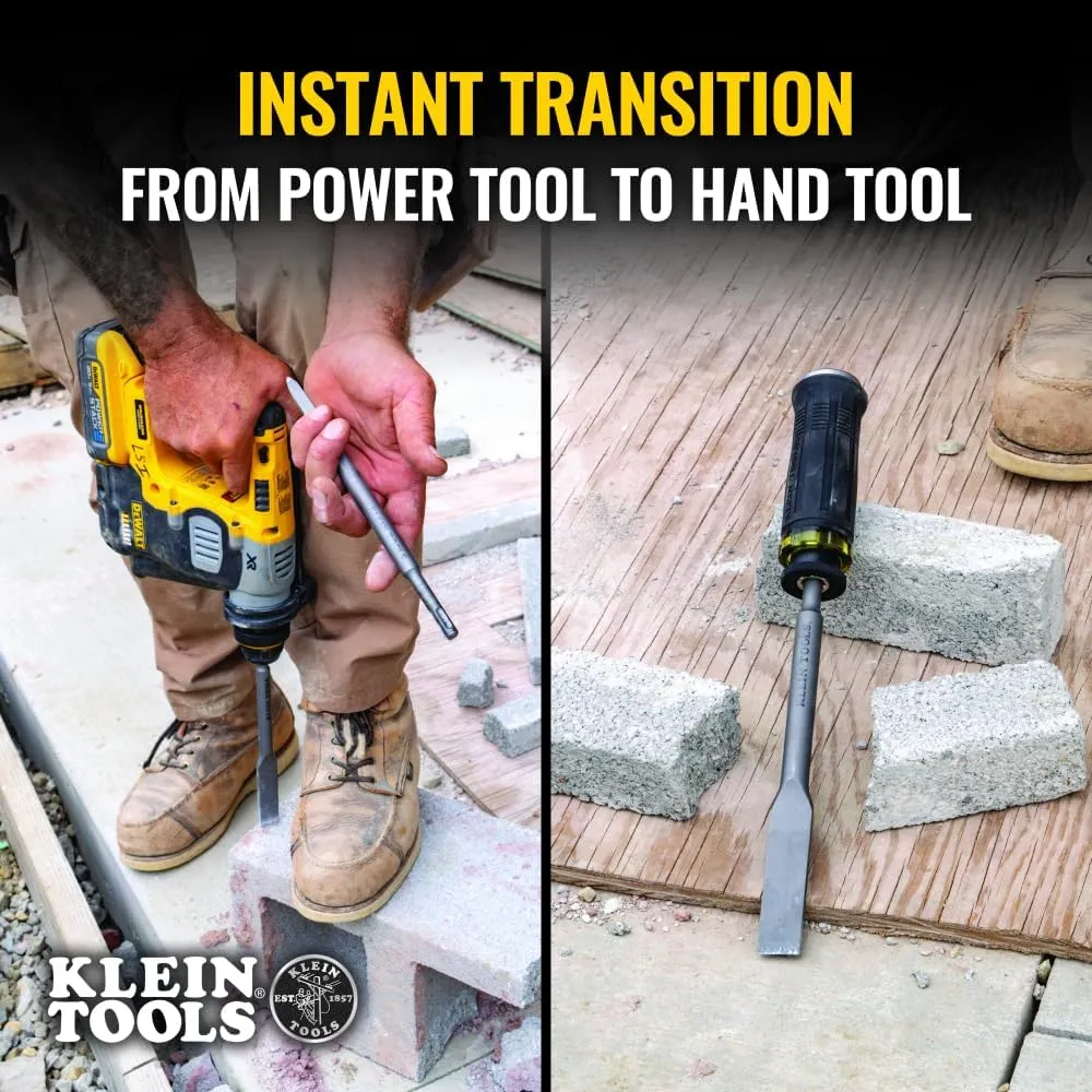 Klein Tools 32753SD SDS Demolition Screwdriver, Flat Chisel and Bull Point Tips, Use with Rotary Hammer Drills and Handheld Pry Bars, 3-Piece