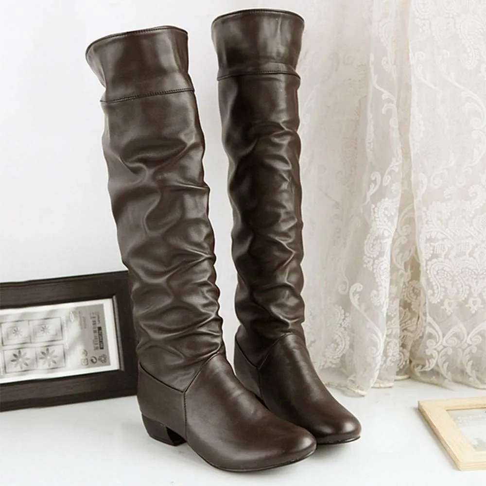 Knee High Boots Flat Leather Women White Winter Snow Boots Fur Lined Warm Ankle Tall Black Western Boots Wide Calf Tall Black Dress Boots Wide Calf Heeled Brown Boots Knee Length