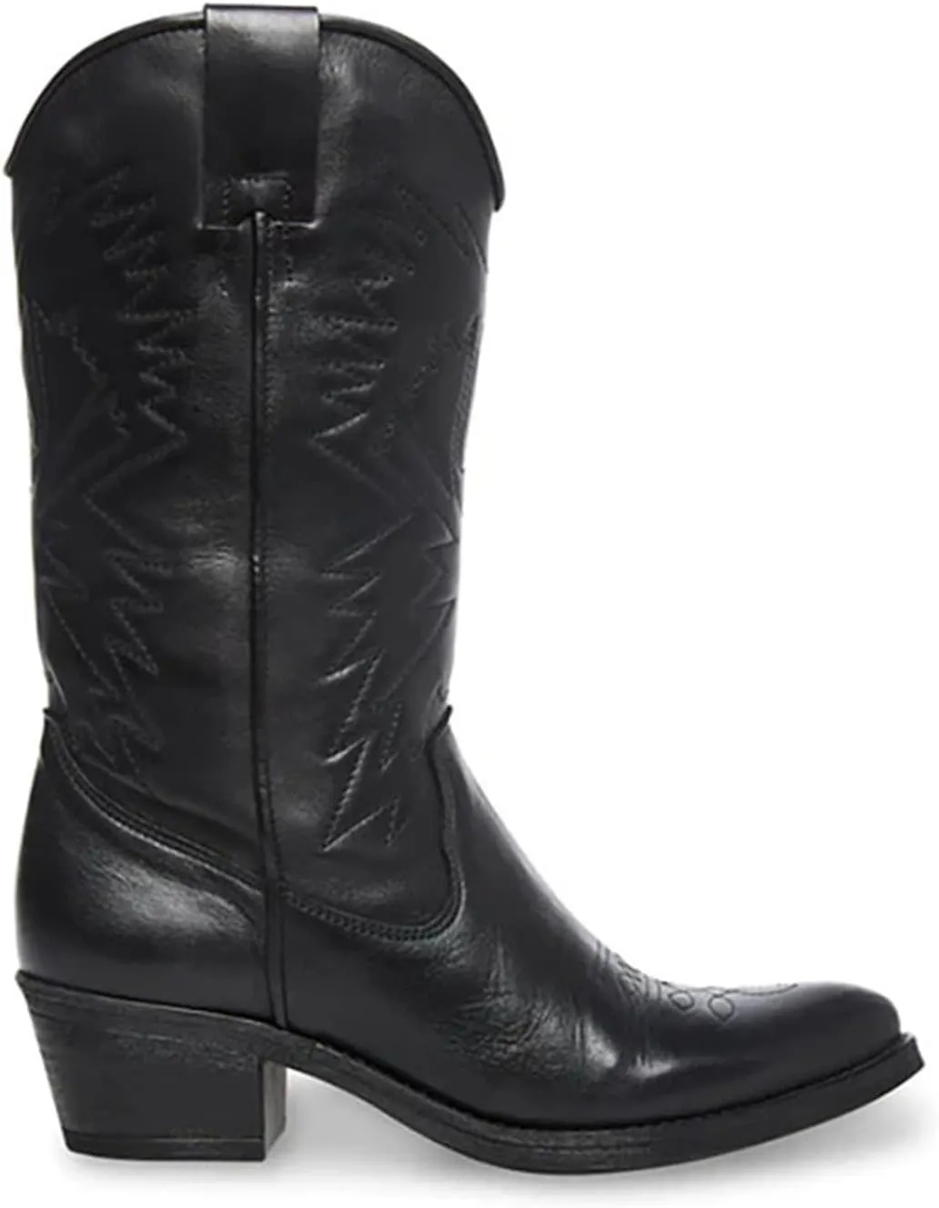 Ladmiple Boots For Women Fashion Dressy Low Heel Cowgirl Embroidered Western Cowboy Mid Calf Booties Chunky Heel Pull On Western Boots