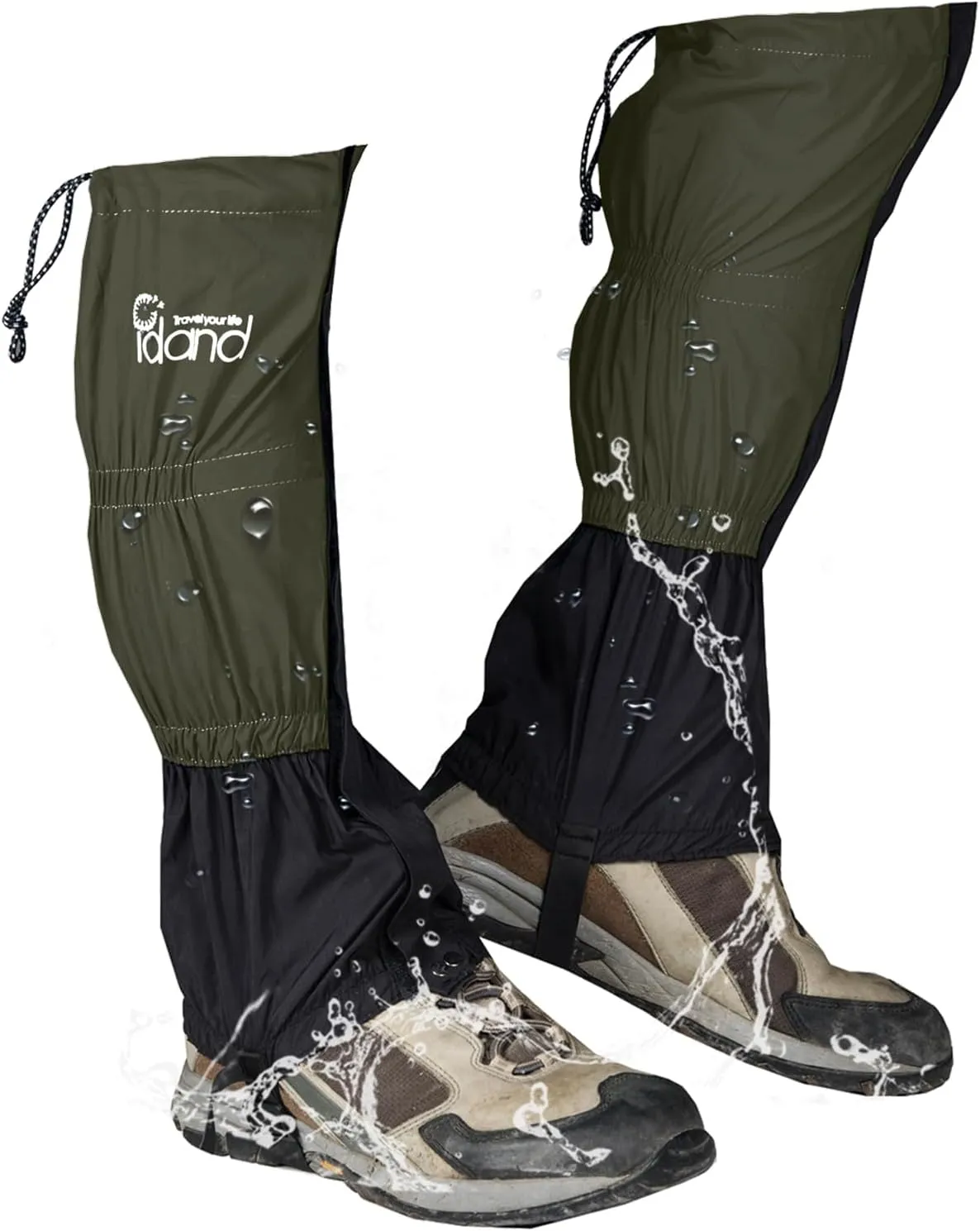 Leg Gaiters Waterproof Snow Boot Gaiters for Snowshoeing, Hiking, Hunting, Running, Motorcycle Anti-Tear Oxford Fabric, TPU Instep Belt Metal Shoelace Hook for Outdoor