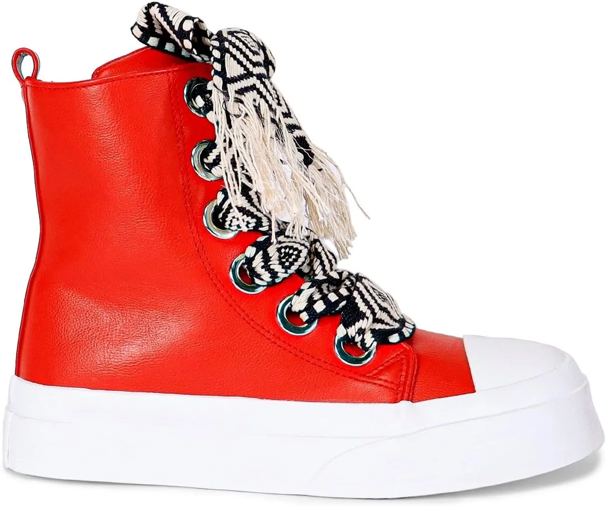Liliana Women Platform Wide Laces High Top Sneaker with Zipper