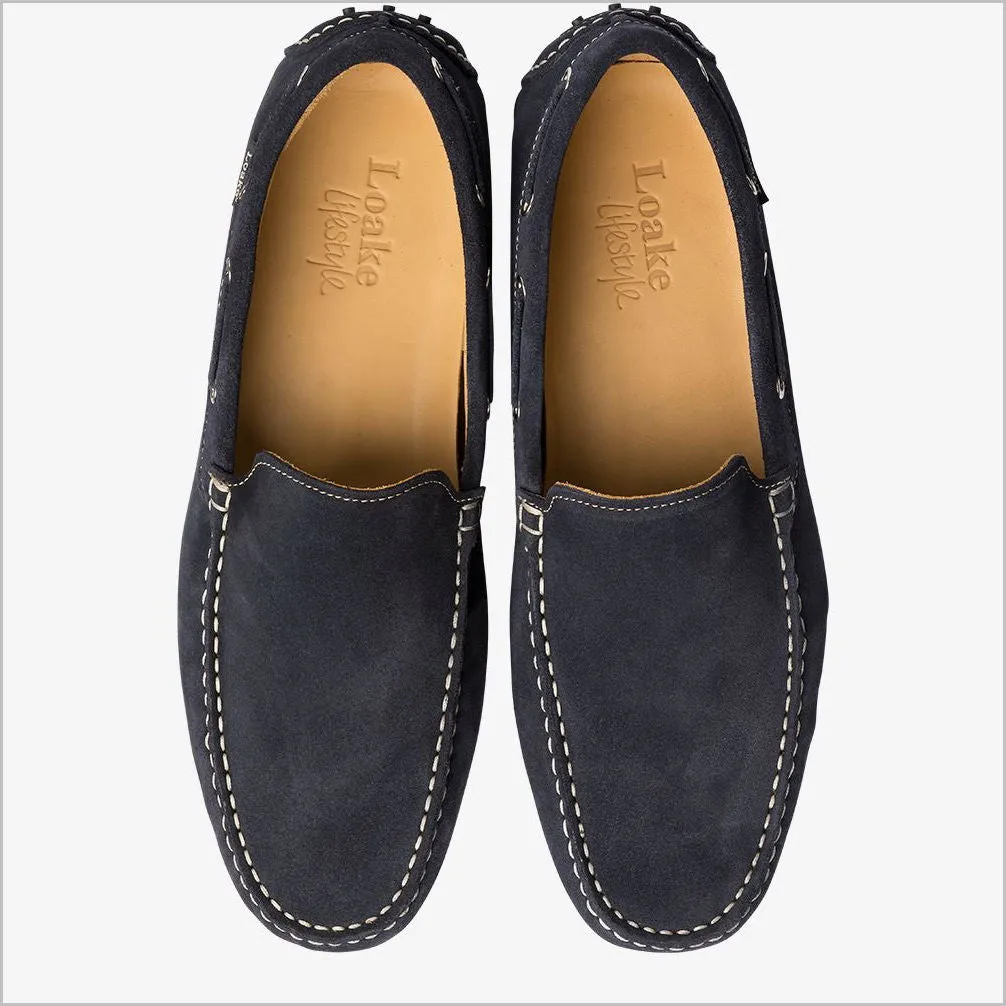 Loake Donington Navy Suede Driving Shoe@