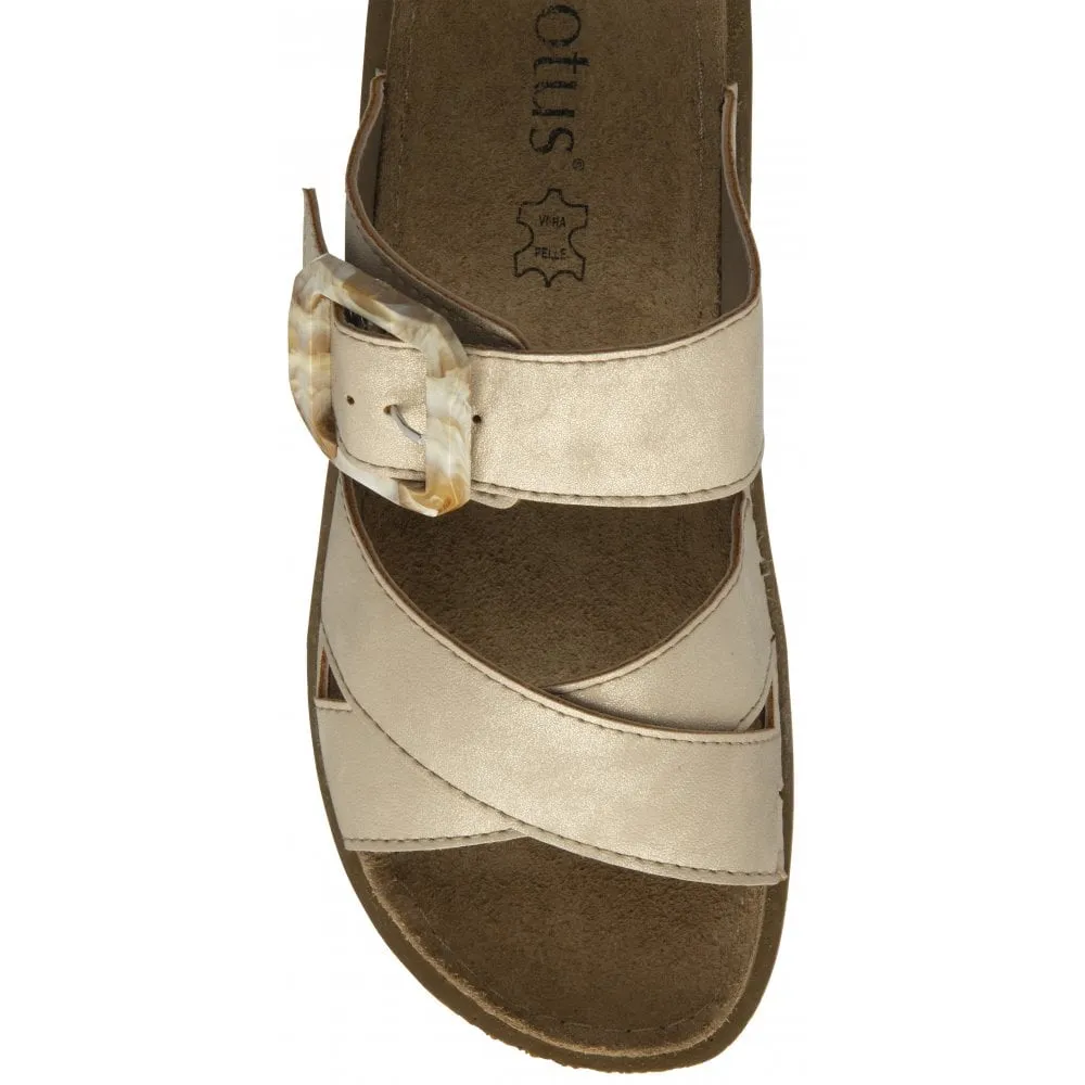 Lotus Comino Women's Crossover Strap Mule Sandal Gold