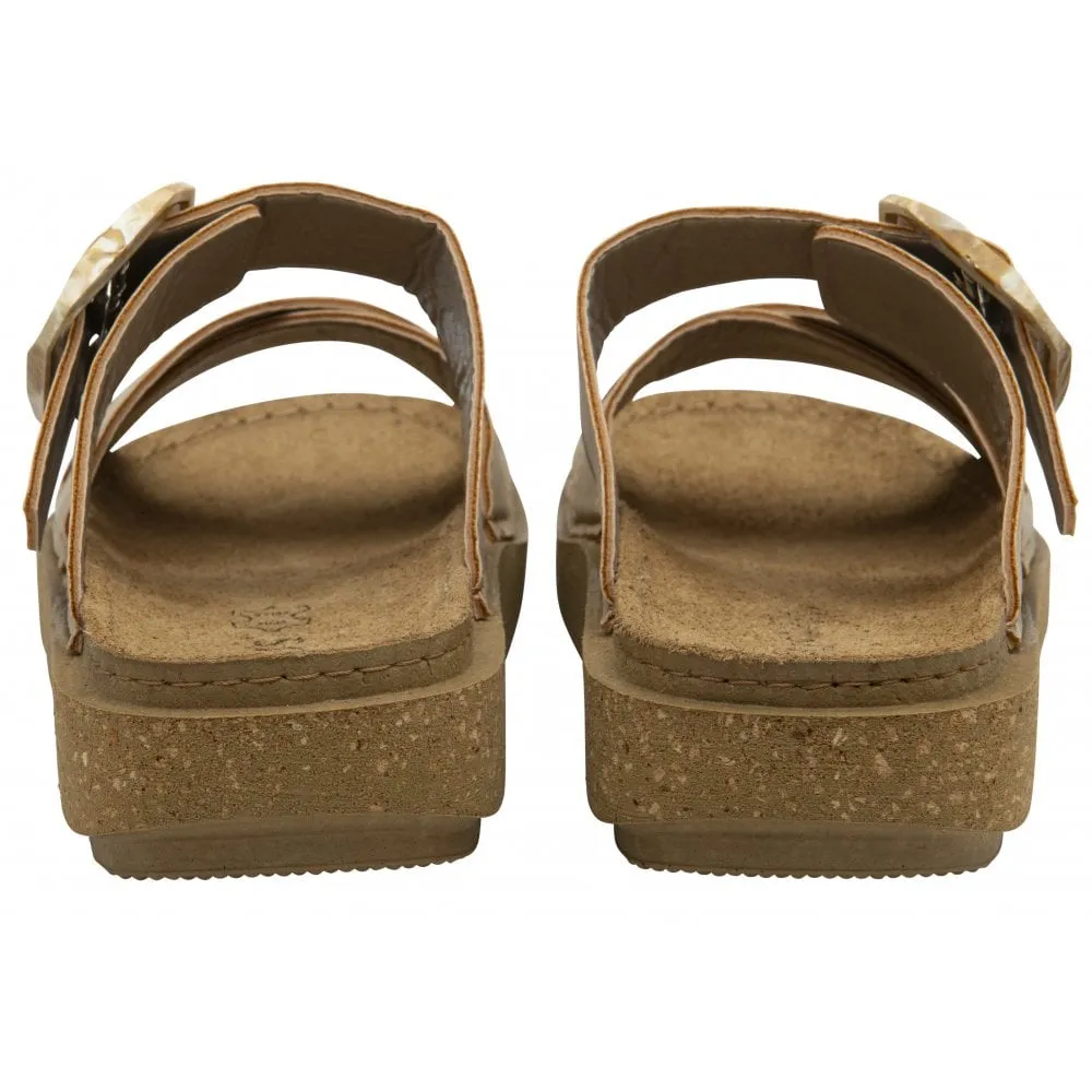 Lotus Comino Women's Crossover Strap Mule Sandal Gold