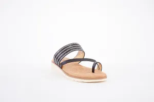 LUNAR - JLH290 FELICITY FLAT TOE-LOOP FASHION MULE - BLACK
