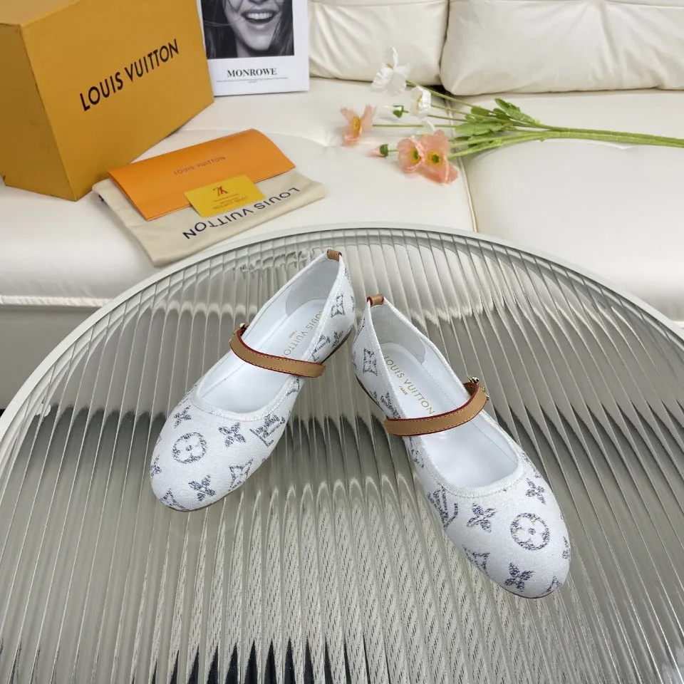 LV Flat Ballerina White Lambskin