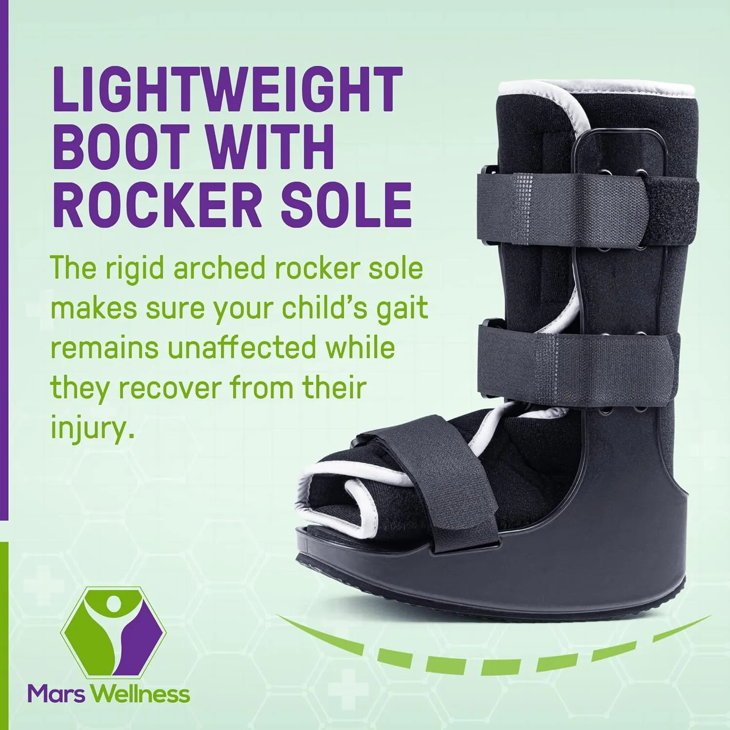 MARS WELLNESS Pediatric Walking Boot For Kids - Sprained Ankle Pediatric Ankle Brace - Kids Walking Boot - XL - Fits Children Ages 6.5-8 Years Old