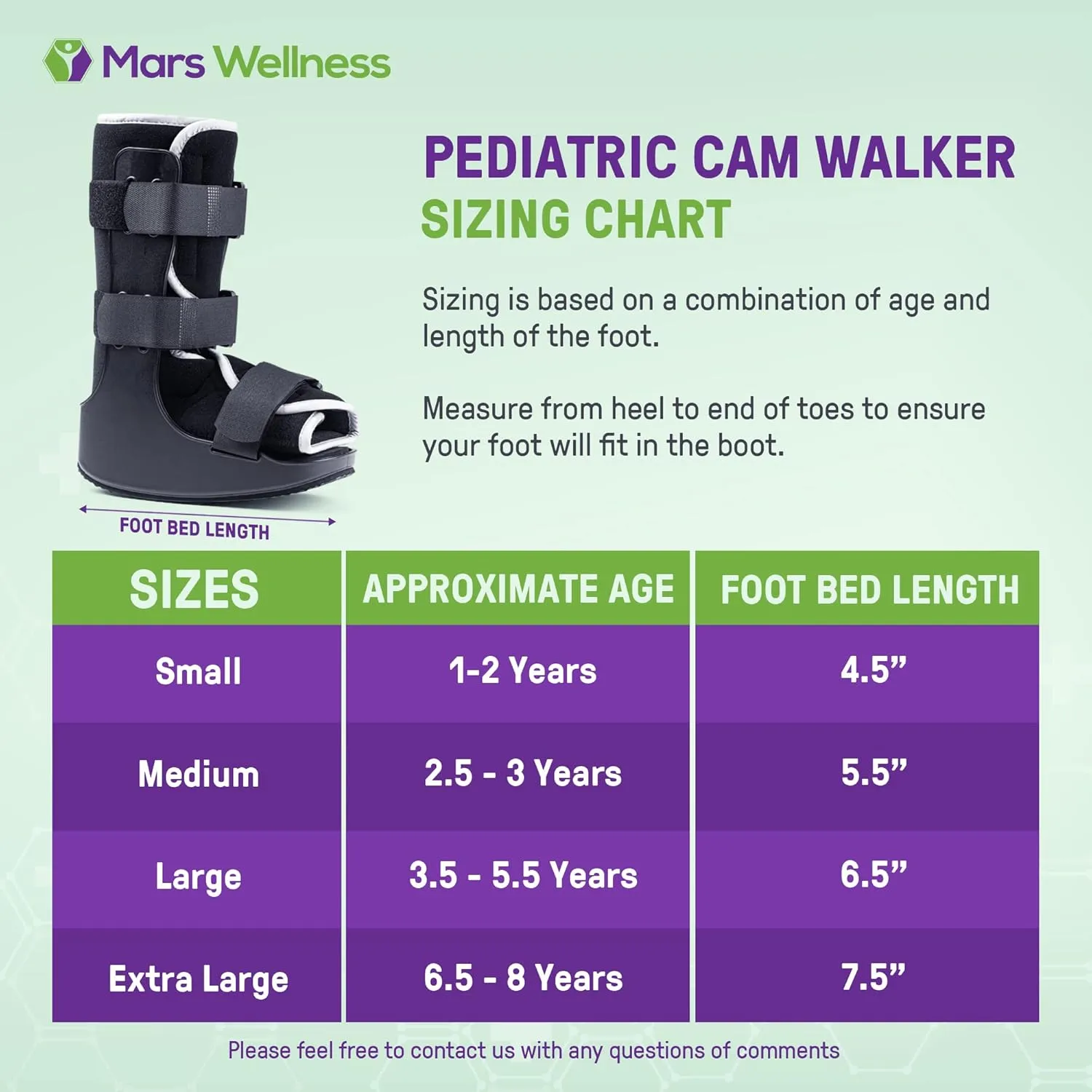 MARS WELLNESS Pediatric Walking Boot For Kids - Sprained Ankle Pediatric Ankle Brace - Kids Walking Boot - XL - Fits Children Ages 6.5-8 Years Old
