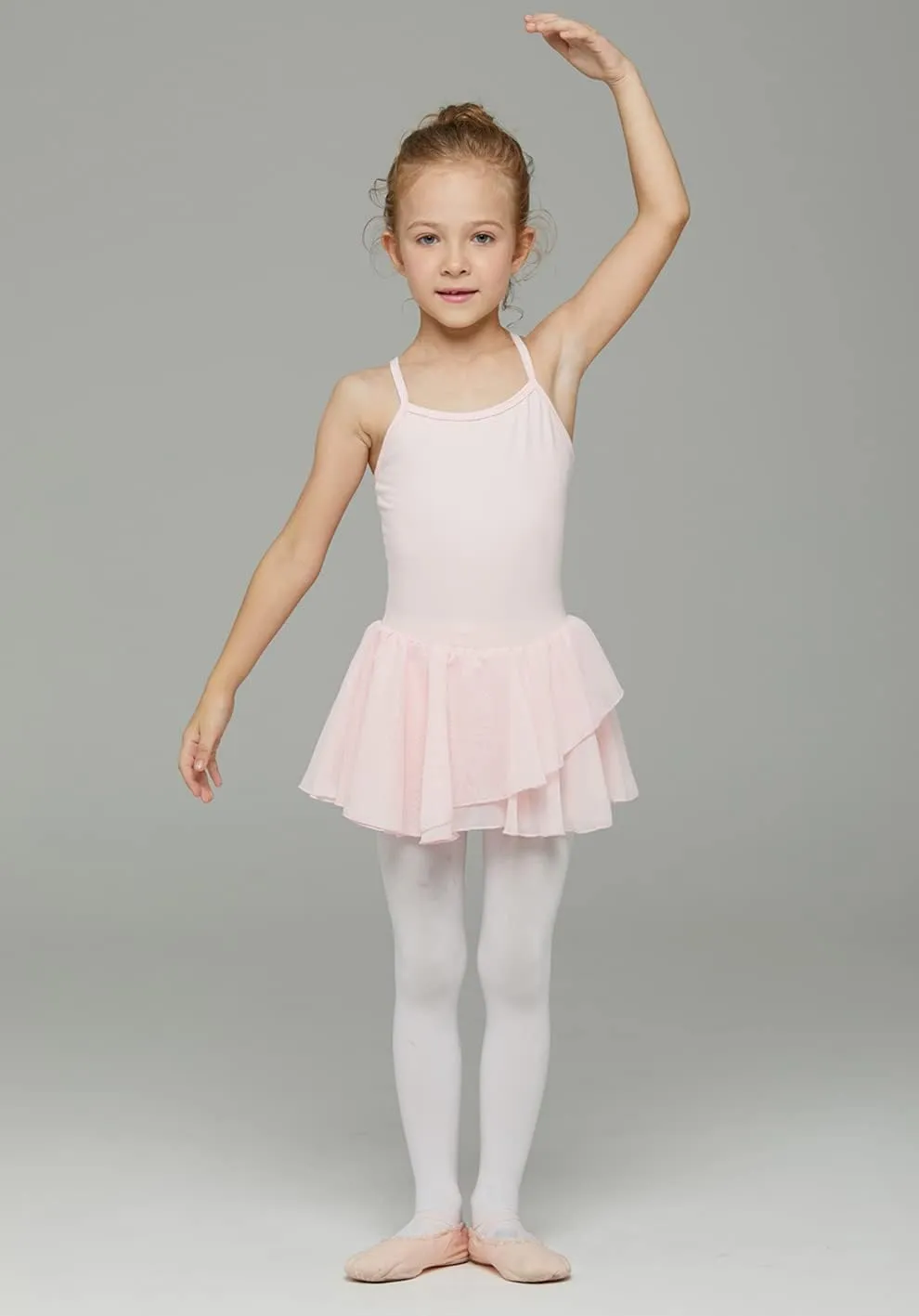 MdnMd Toddler Girls Ballet Dance Leotards Skirt Ballerina Ballet Outfit Dresses Camisole Puff Sleeve