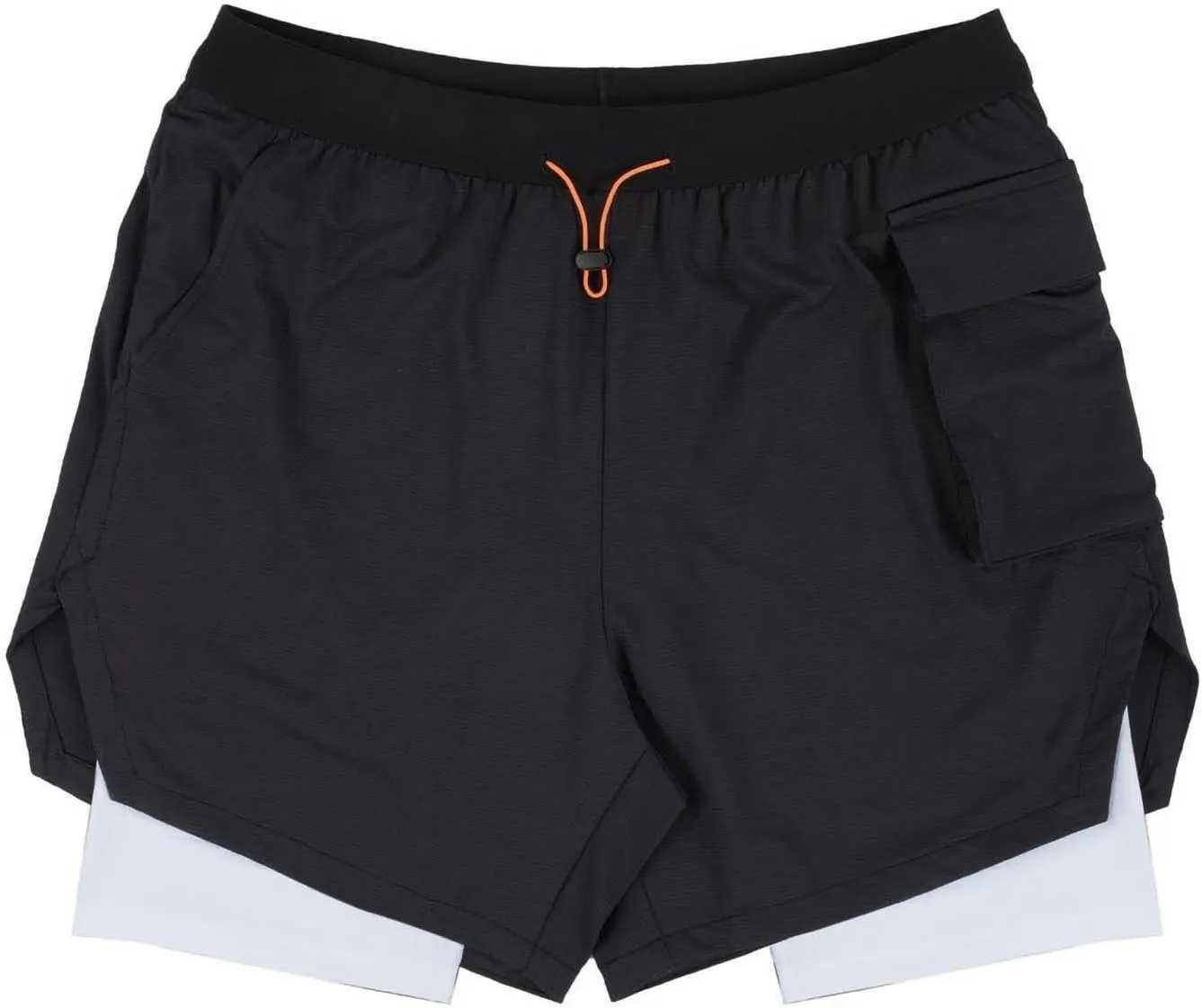 Men's Double-Layer Running 5" Shorts, Lightweight Elastic Waist Sports Clothes Comfy Breathable Shorts with Pockets