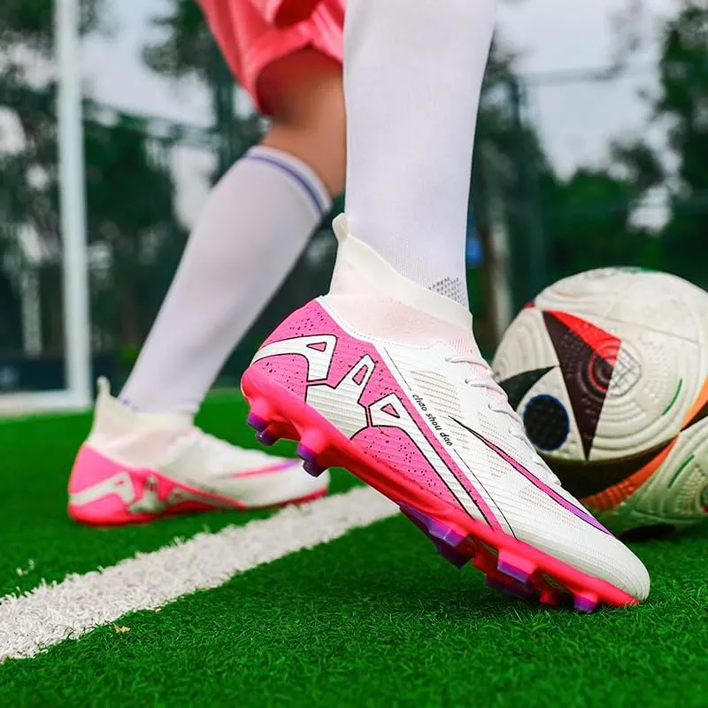 Men's Soccer Shoes High-Top Soccer Cleats Outdoor Breathable Athletic Professional Spikes Youth Boys Football Shoes Unisex Shoes Size 4.5-11