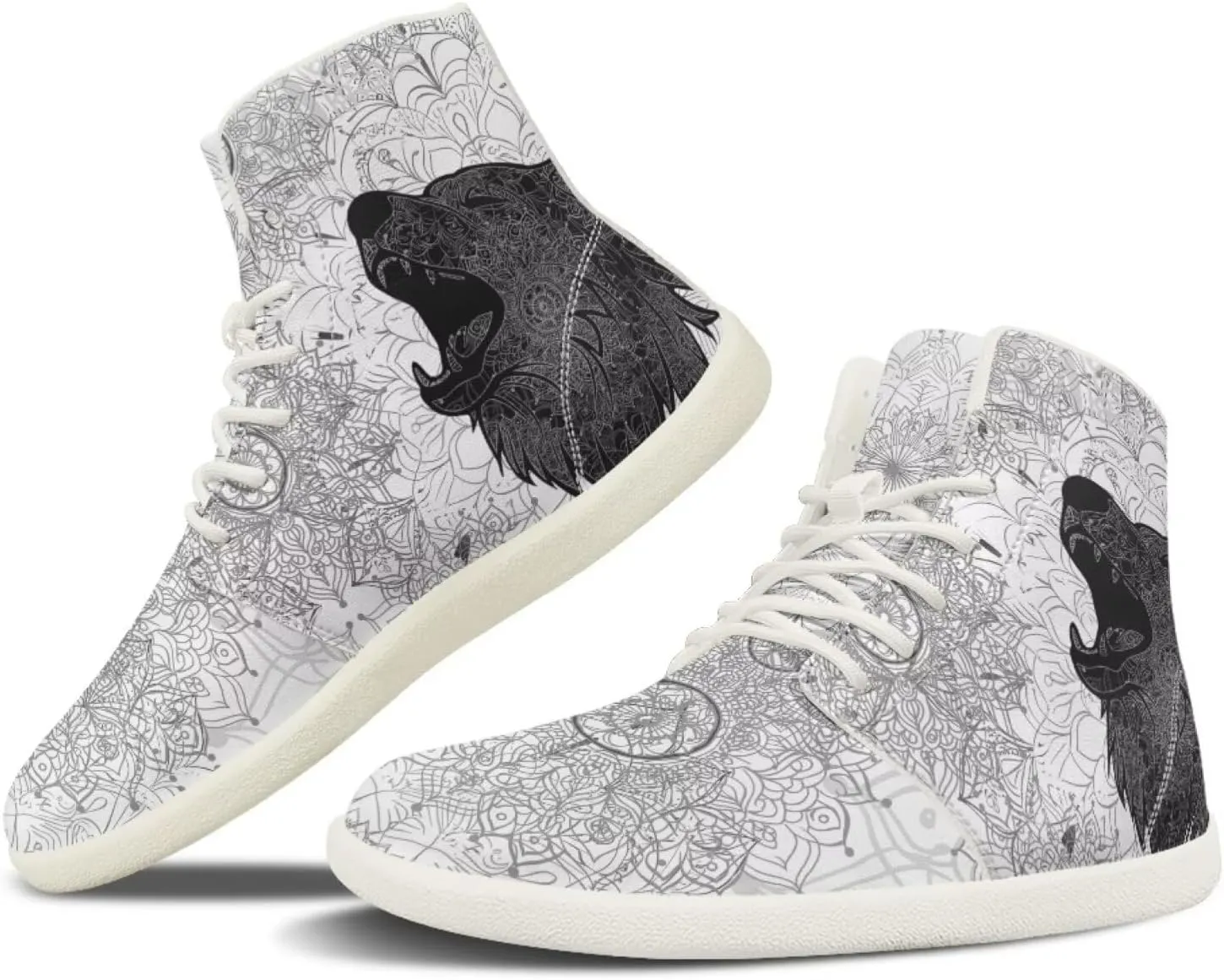 Men's Wolf Running Shoes Slip On Business Sneakers High Top Walking Gym Tennis Athletic Shoes
