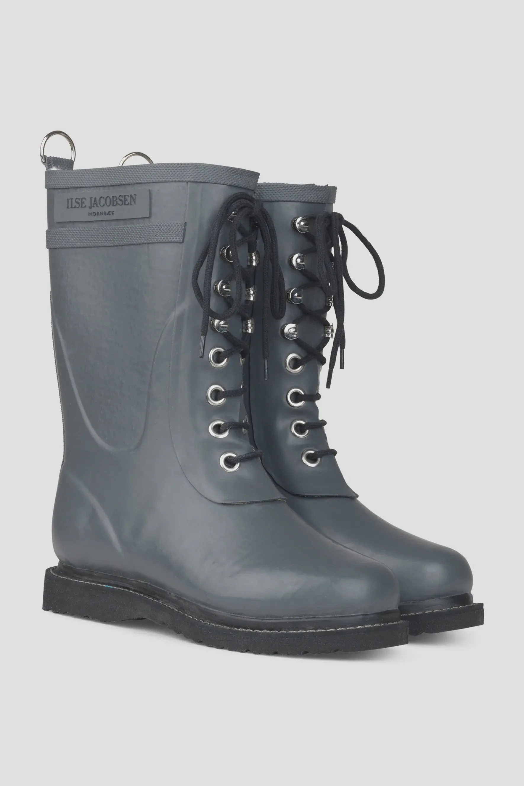 Mid Lace Up Rubber Boot - Grey