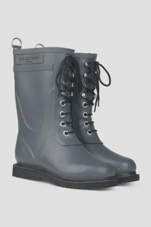 Mid Lace Up Rubber Boot - Grey
