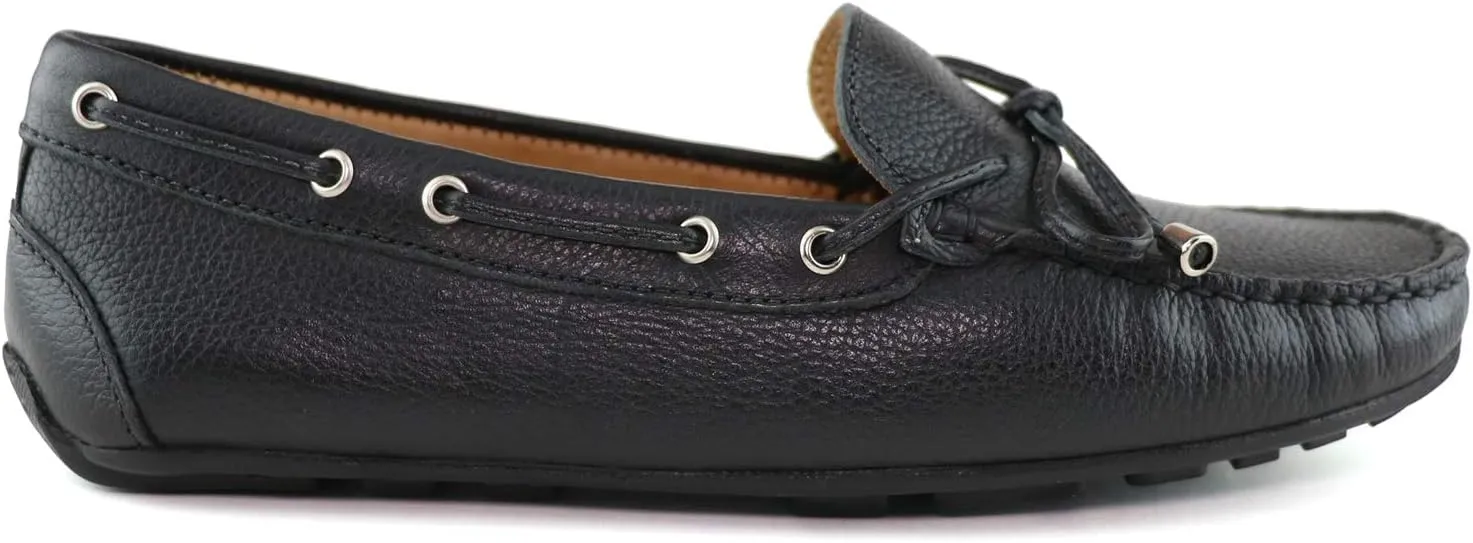 MJNY Womens Casual Comfortable Genuine Leather Lightweight Driving Moccasins Classic Fashion Tiebow Slip On Ladies Driving Loafer Flat Shoes