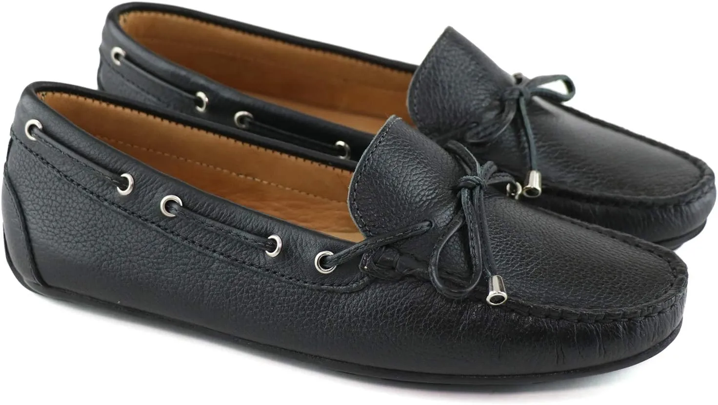 MJNY Womens Casual Comfortable Genuine Leather Lightweight Driving Moccasins Classic Fashion Tiebow Slip On Ladies Driving Loafer Flat Shoes