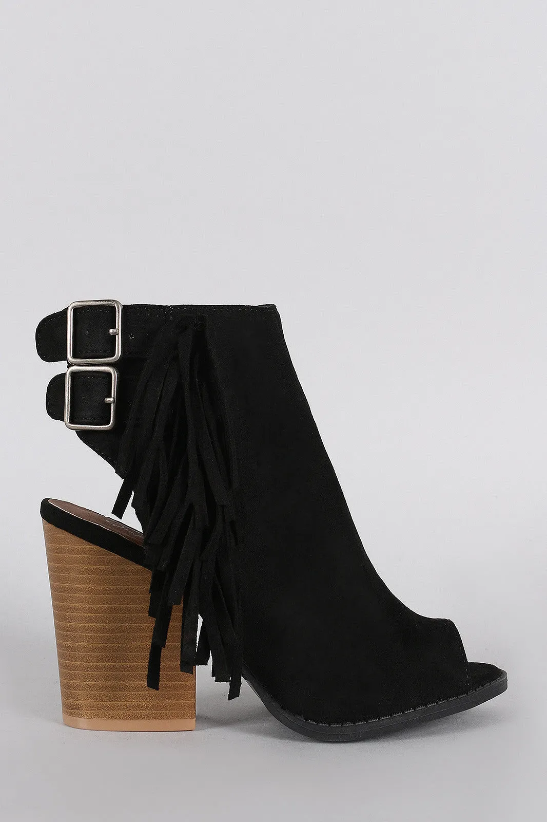 Mule Qupid Chunky Falling Positive testimonials Buckle Fringe Heel Streamlined