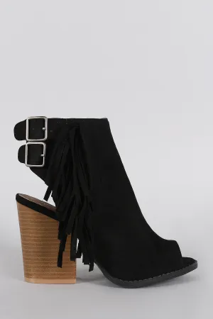 Mule Qupid Chunky Falling Positive testimonials Buckle Fringe Heel Streamlined