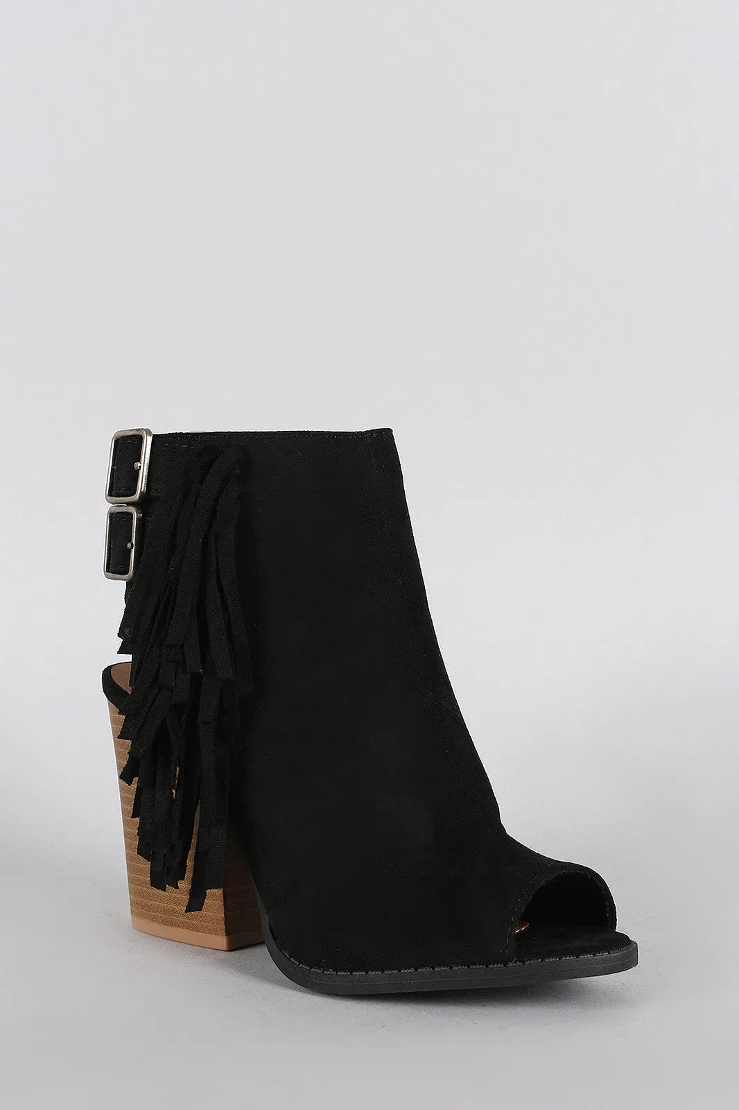 Mule Qupid Chunky Falling Positive testimonials Buckle Fringe Heel Streamlined