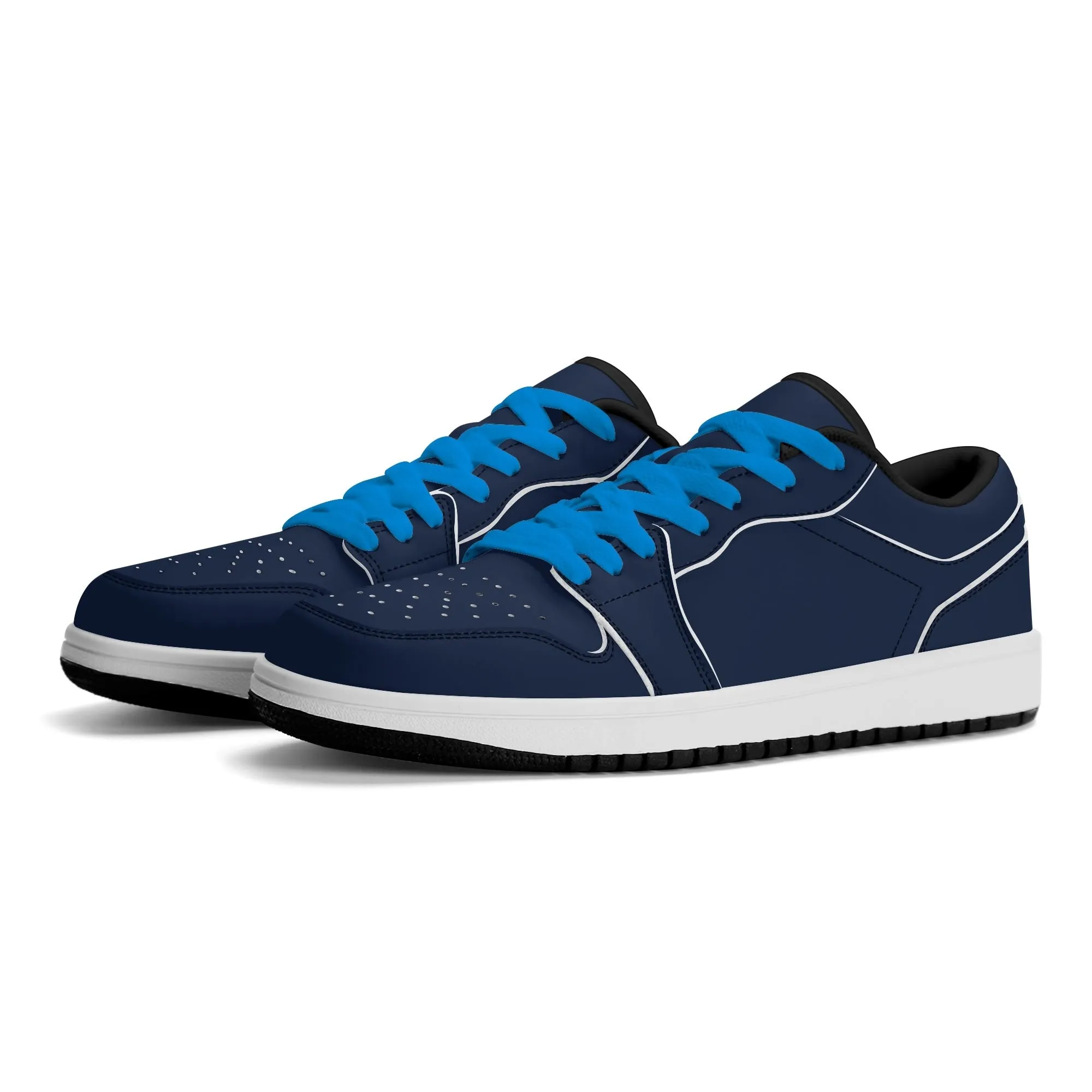 Navy Low Top Leder Sneaker für Damen