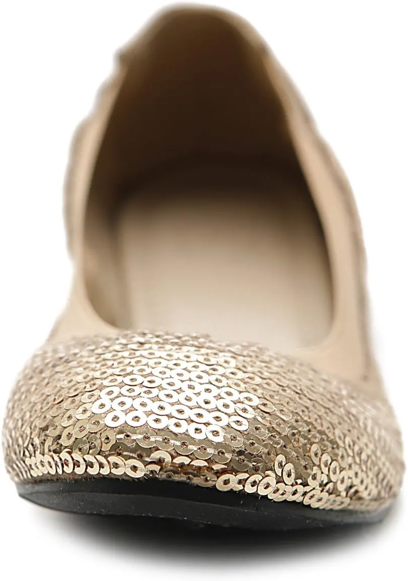 Ollio Women's Shoes Ballet Spangle Comfort Flat ZM1057