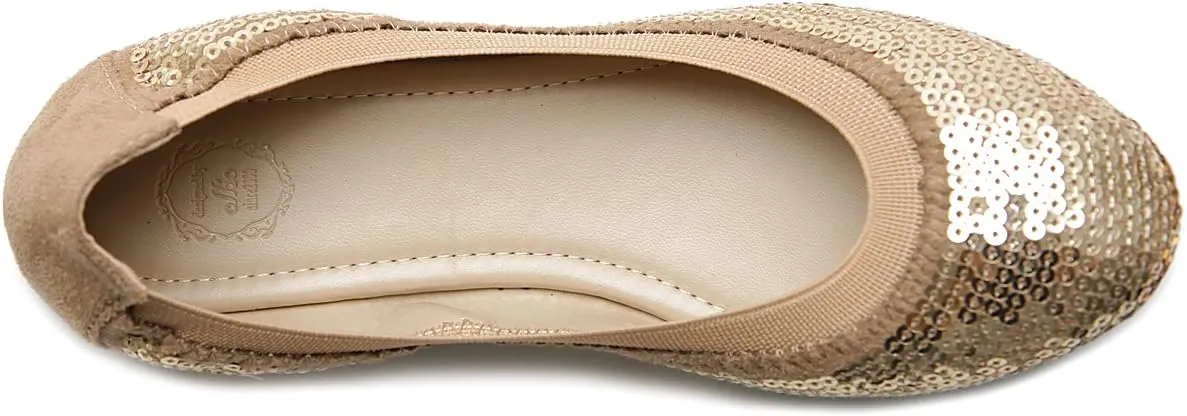 Ollio Women's Shoes Ballet Spangle Comfort Flat ZM1057