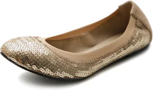 Ollio Women's Shoes Ballet Spangle Comfort Flat ZM1057