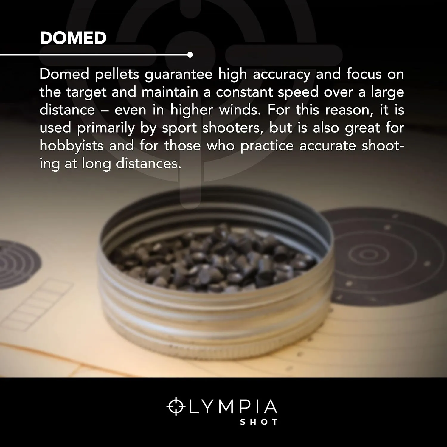 Olympia Shot Air Gun Pellets | .177 Caliber, .22 Caliber, .25 Caliber | Domed, Pointed, Flat Wadcutter Heads | Various Weights for Target Shooting, Hunting, Competition, and Training | 150-500 Count