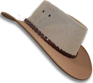 Oztrala HAT Australian Outback P-Leather Felt Mesh Breezer Cowboy Aussie Jacaru Golf HSRZ US
