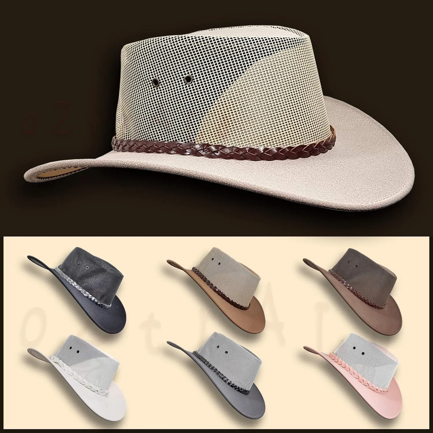 Oztrala HAT Australian Outback P-Leather Felt Mesh Breezer Cowboy Aussie Jacaru Golf HSRZ US
