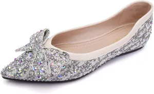 Pearl Decoration Women's Flat Bottom Pointed Toe One Step Shoes