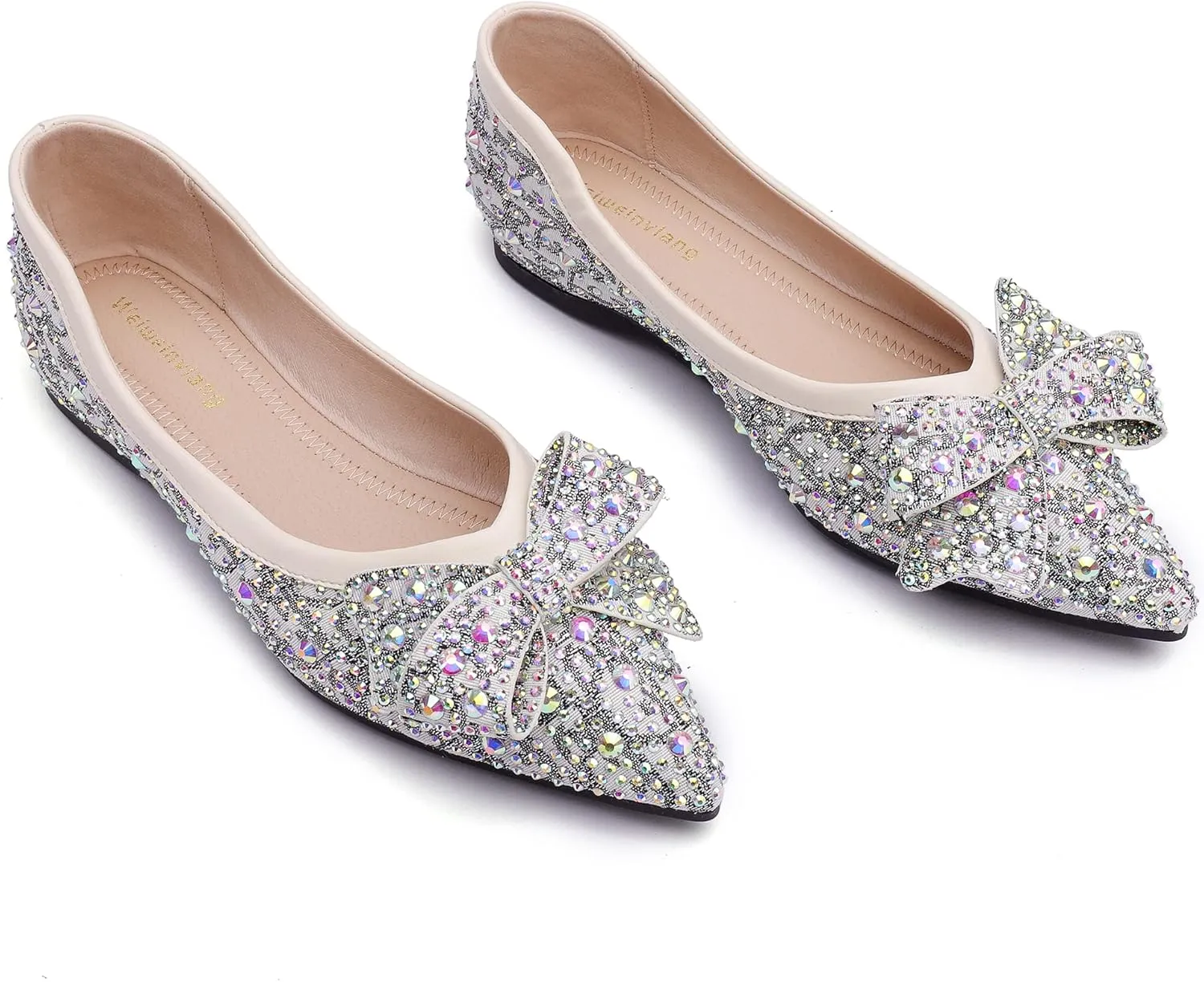 Pearl Decoration Women's Flat Bottom Pointed Toe One Step Shoes