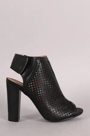 Peep Perforated Limited-stock sale Toe Bamboo Mule Heel Chunky Endless variety