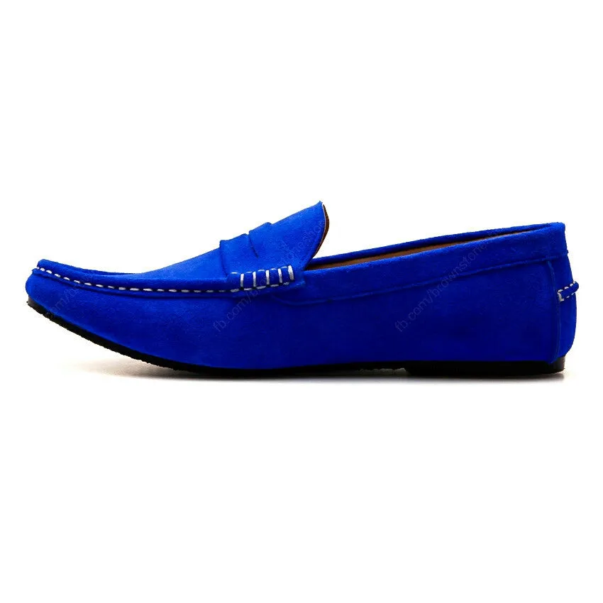 Penny Leather Loafer Suede Neon Blue