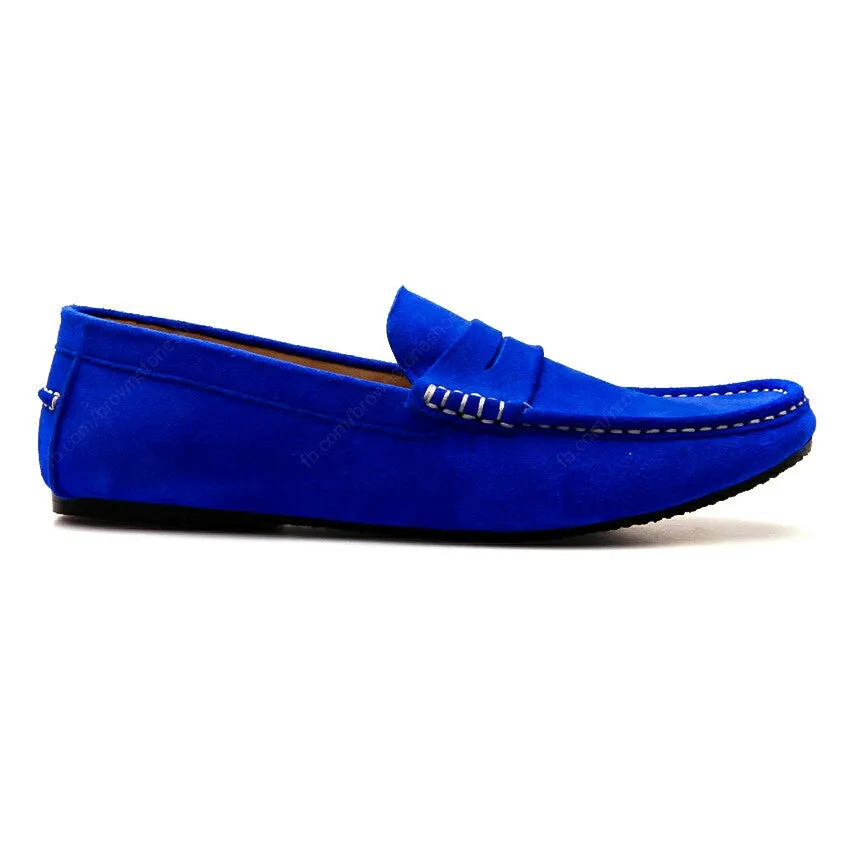 Penny Leather Loafer Suede Neon Blue