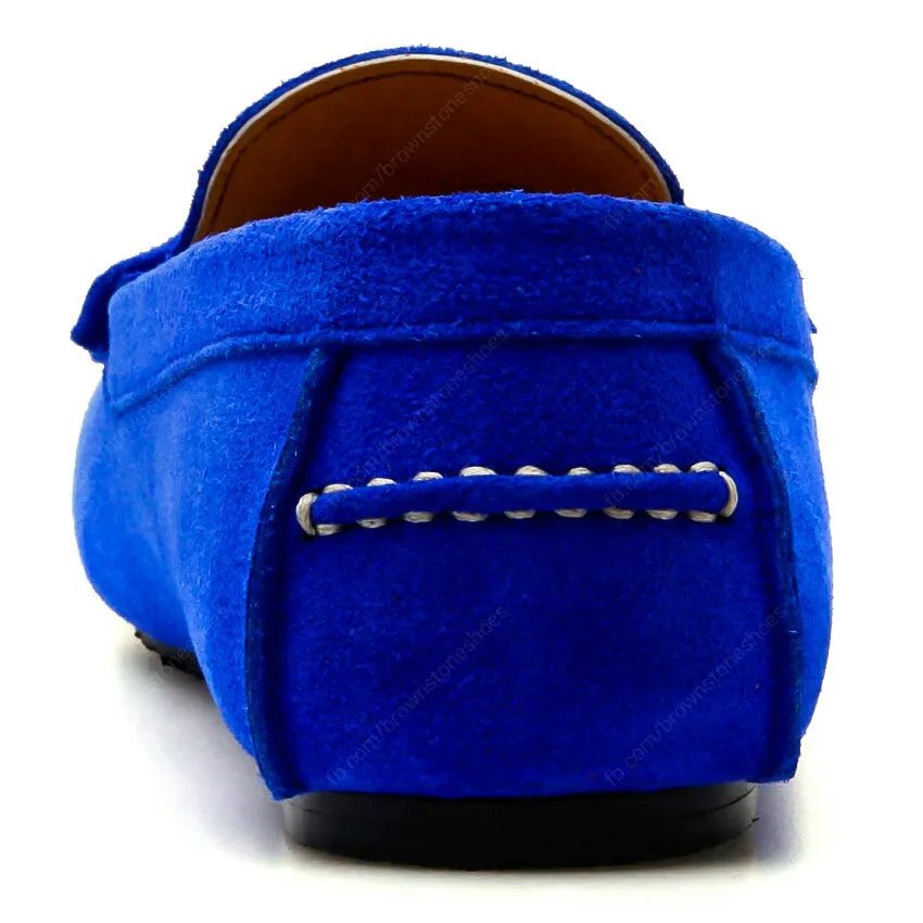 Penny Leather Loafer Suede Neon Blue