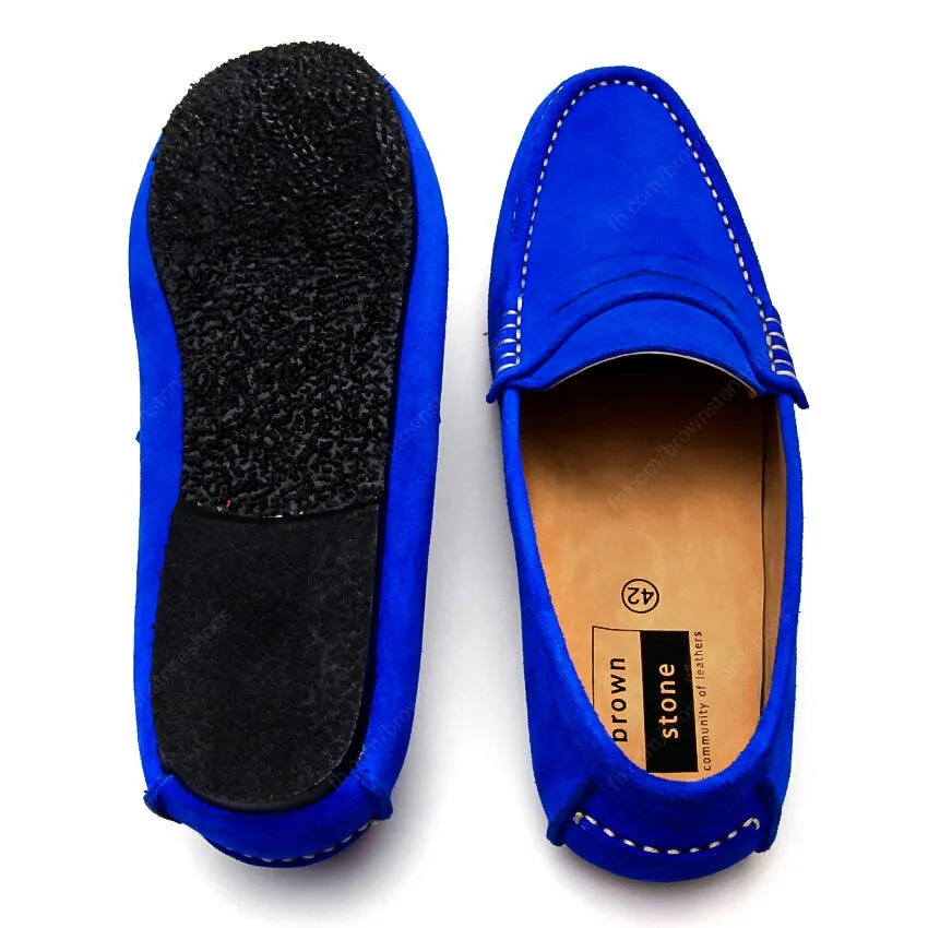 Penny Leather Loafer Suede Neon Blue