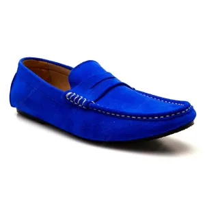 Penny Leather Loafer Suede Neon Blue