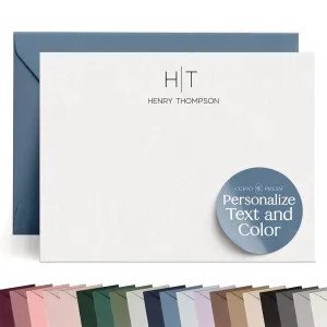Personalized Stationery Note Cards with Envelopes Personalized Stationery for Women Personalized Cards with Envelopes Personalized Note Cards Custom Stationery Cards and Envelopes Set - Thin Line Flat