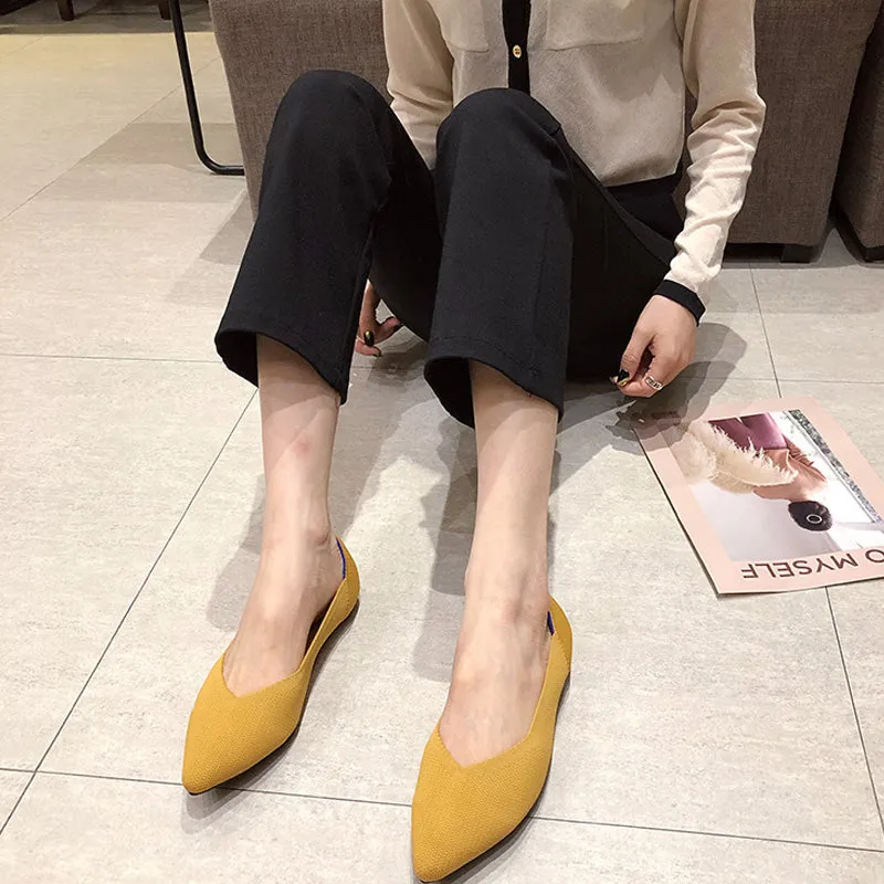Pointed Flat Knit Shoes