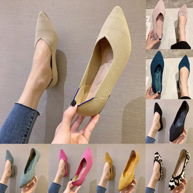 Pointed Flat Knit Shoes