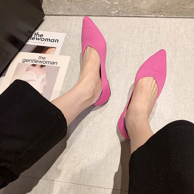Pointed Flat Knit Shoes