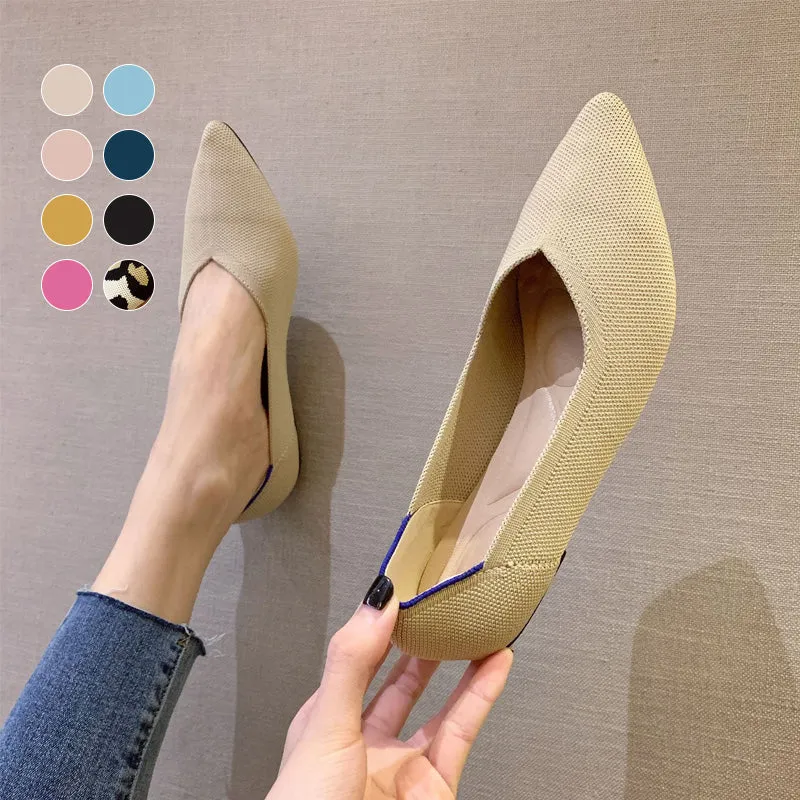 Pointed Flat Knit Shoes