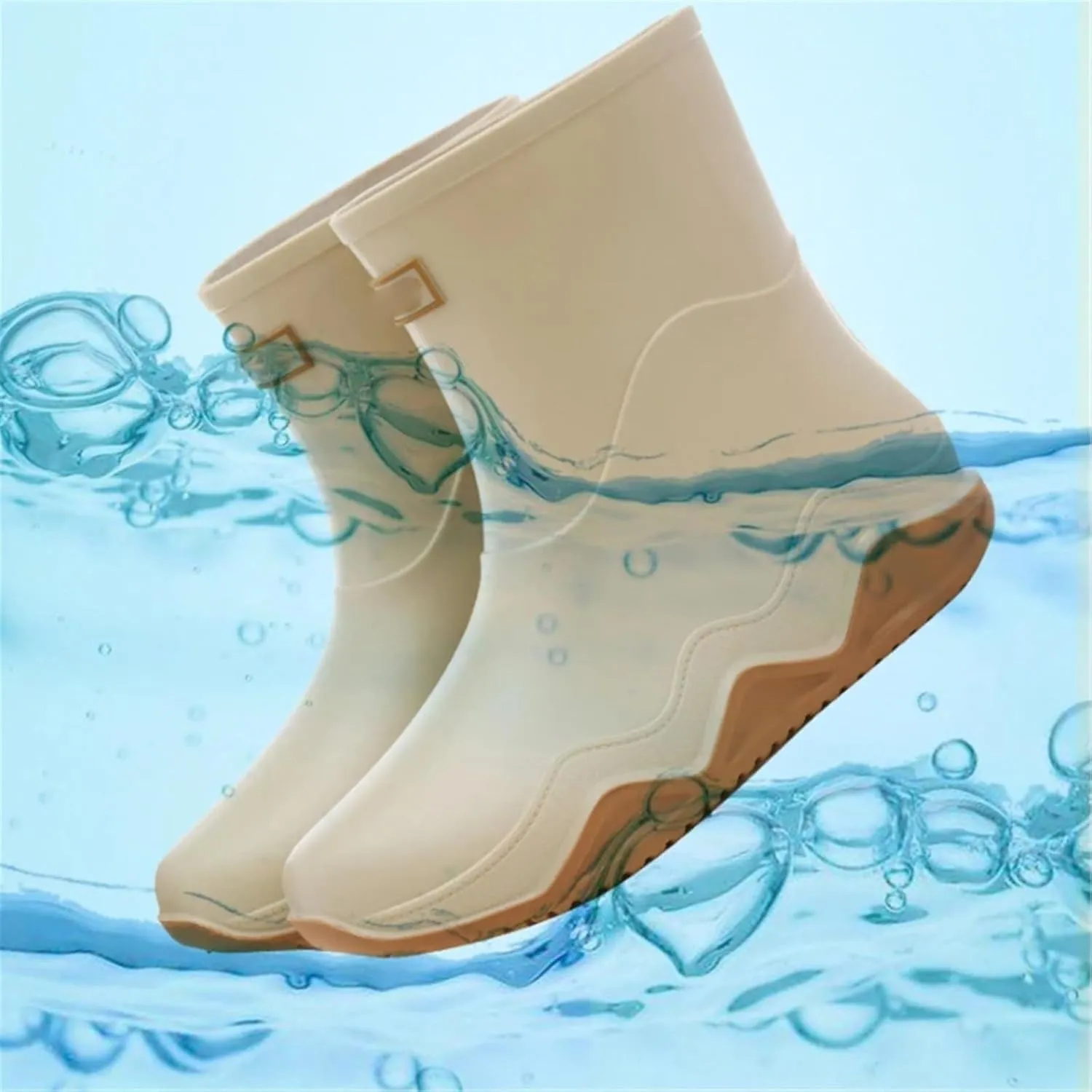 Rubber Work Rain Boot for Men, Men's Comfort Short Tube Anti-Skid Waterproof Fishing Rubber Rain Boots, Garden Fishing Outdoor Work Sturdy PVC Shoes, for Yard Farm, Outdoor